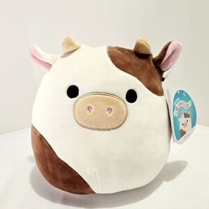 Squishmallow Ronnie the Cow  8” Plush with Tags – Cute Farm Cow Collector